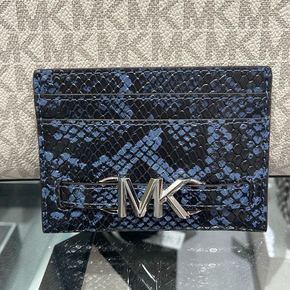 Michael Kors Handbags - MICHAEL KORS
Reed Large Snakeskin Python Pattern Card Holder Case
Denim 
NWT